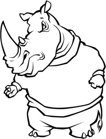 Cartoon Rhino Coloring Page